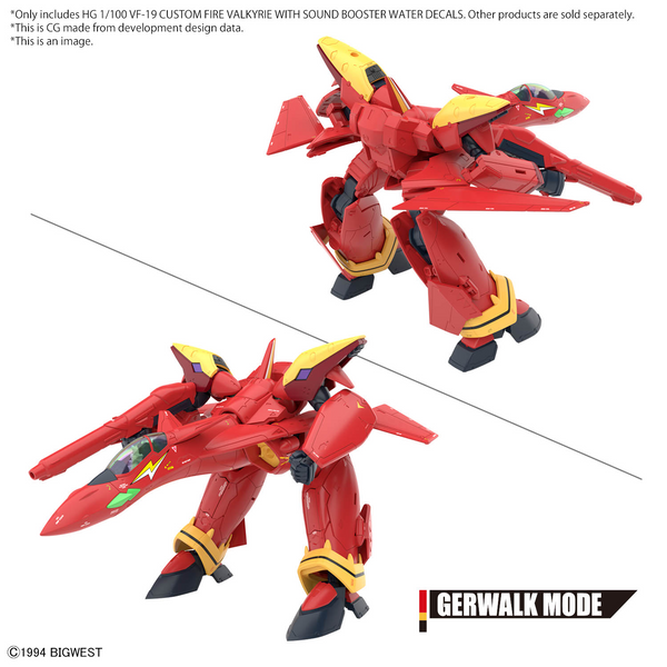 *PREORDER ITEM ETA JUNE_JULY 2024* HG 1/100 VF-19 CUSTOM FIRE VALKYRIE WITH SOUND BOOSTER WATER DECALS