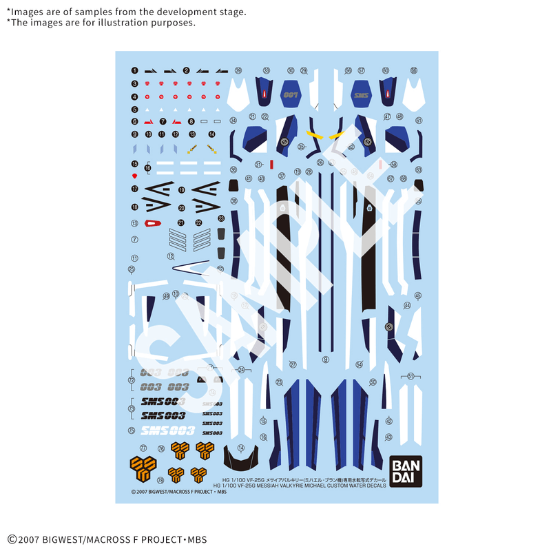 HG 1/100 VF-25G MESSIAH VALKYRIE MICHAEL CUSTOM WATER DECALS